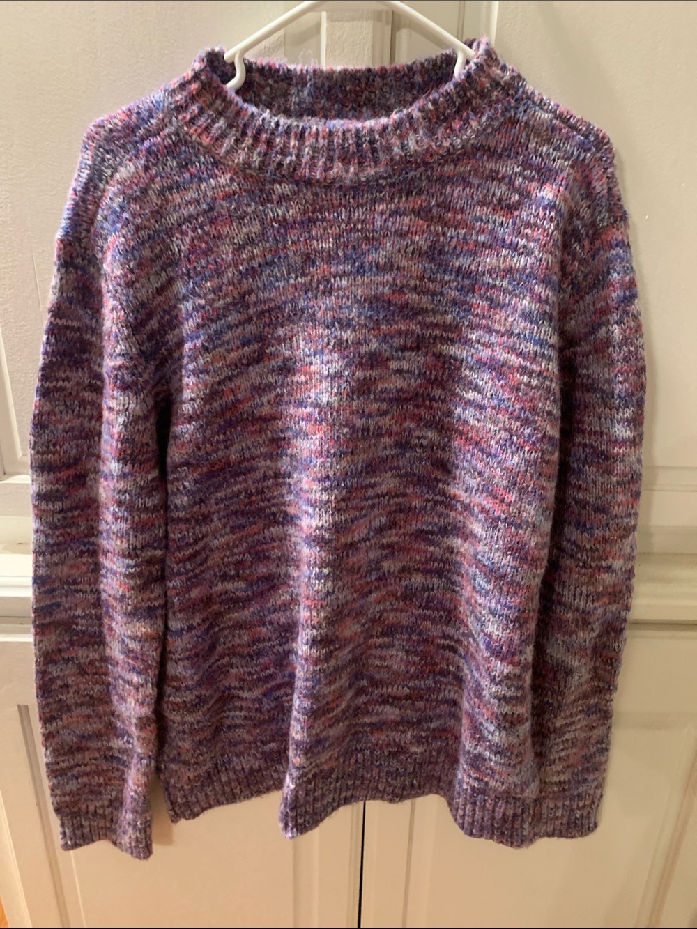 LOFT Purple Multi-Color Marled Crewneck Sweater
